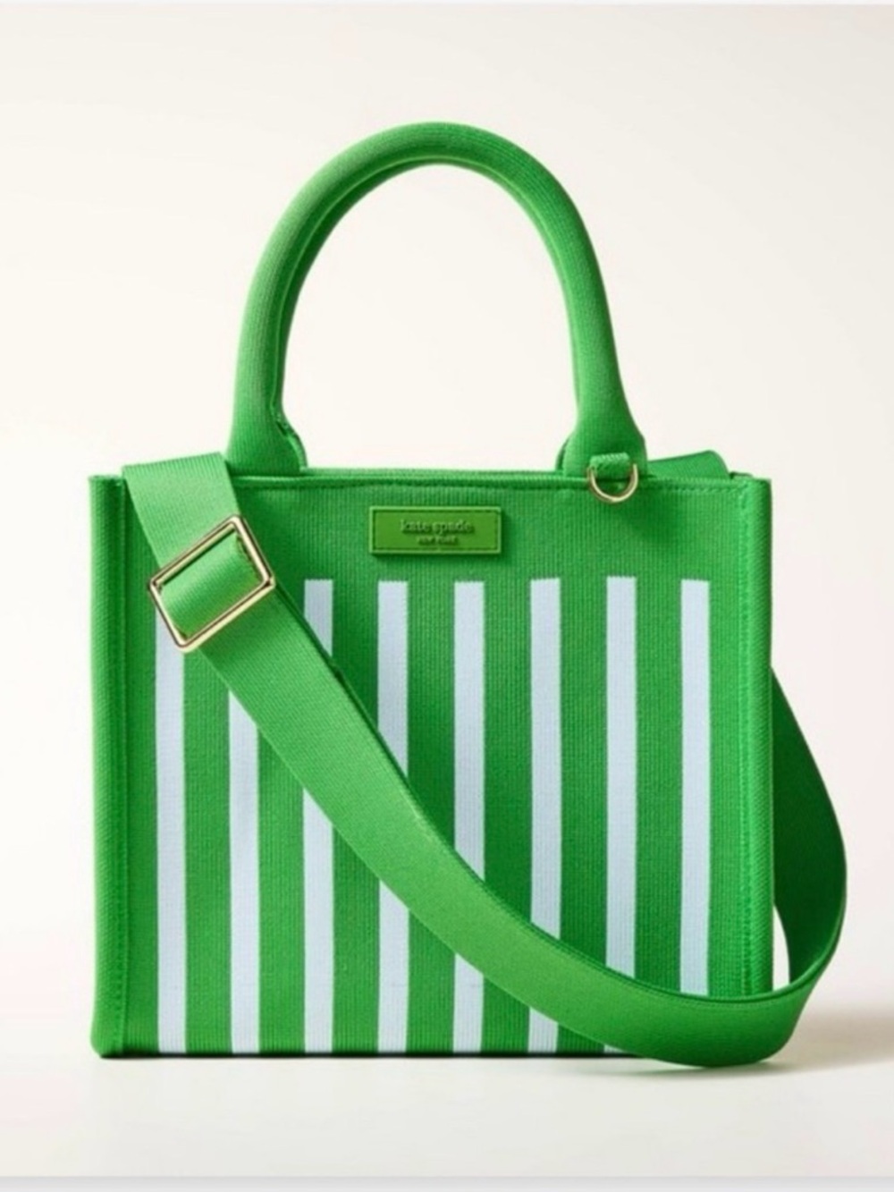 ✨Limited Edition✨ Kate Spade Green & White Striped Tote with Shoulder Strap